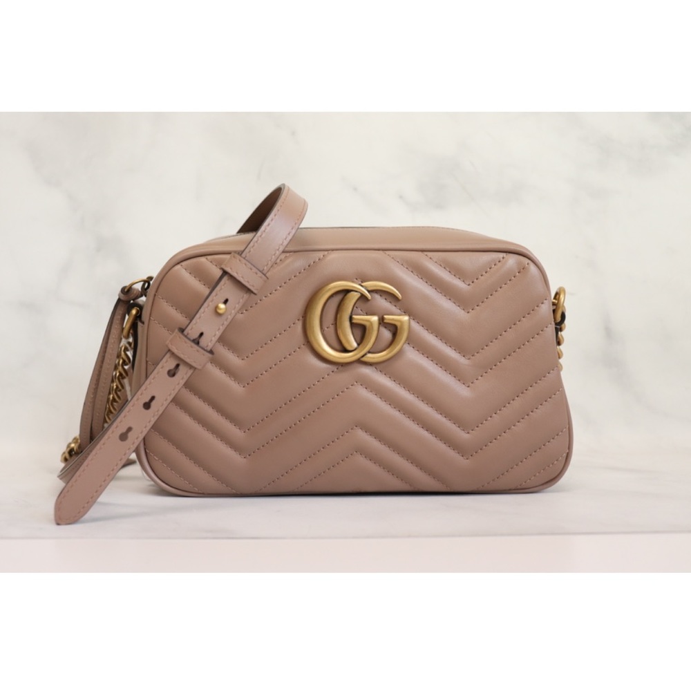 Gucci Marmont Camera Bag Small Beige Nude, Dustbag included